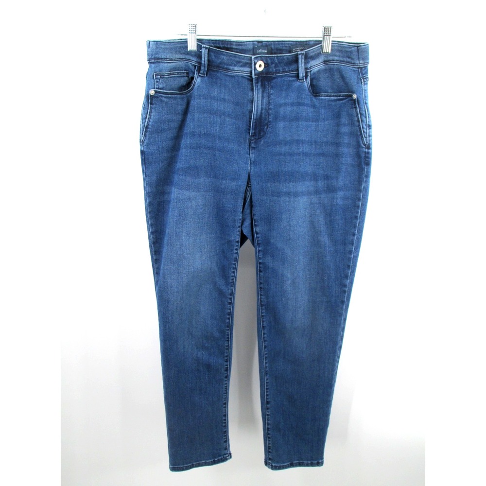 J. JILL Authentic Fit Slim Ankle Jeans Womens 16 Blue Denim Mid Rise Stretch
